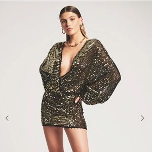 BRAND NEW WITH TAGS BLACK AND GOLD RETROFETE LUCIA DRESS M/L